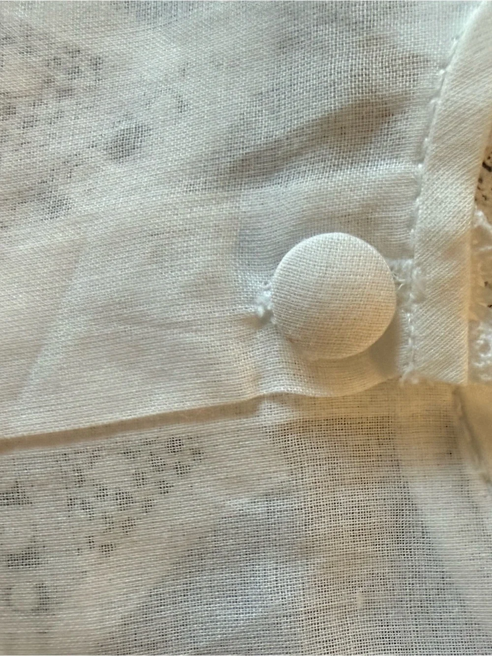 Vintage Lace Baby Bib or Dress Collar with Crochet Bow Hand Covered Buttons. New